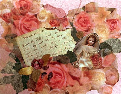 Victorian antique doll paper collage