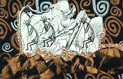 kokopelli mixed media collage