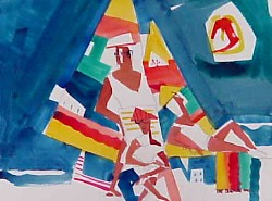 beach scene watercolor painting