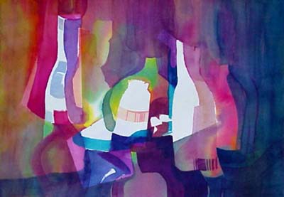 Lost and Found still life original abstract watercolor painting by Nita Leland