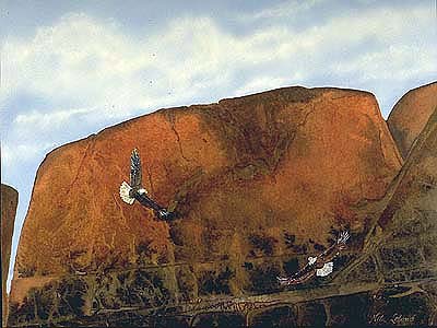 Eagle Rock original watercolor/acrylic painting by Nita Leland
